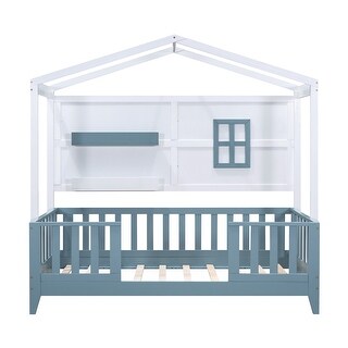 Full Size / Queen Size Platform Bed Loft Bed Wooden House Bed