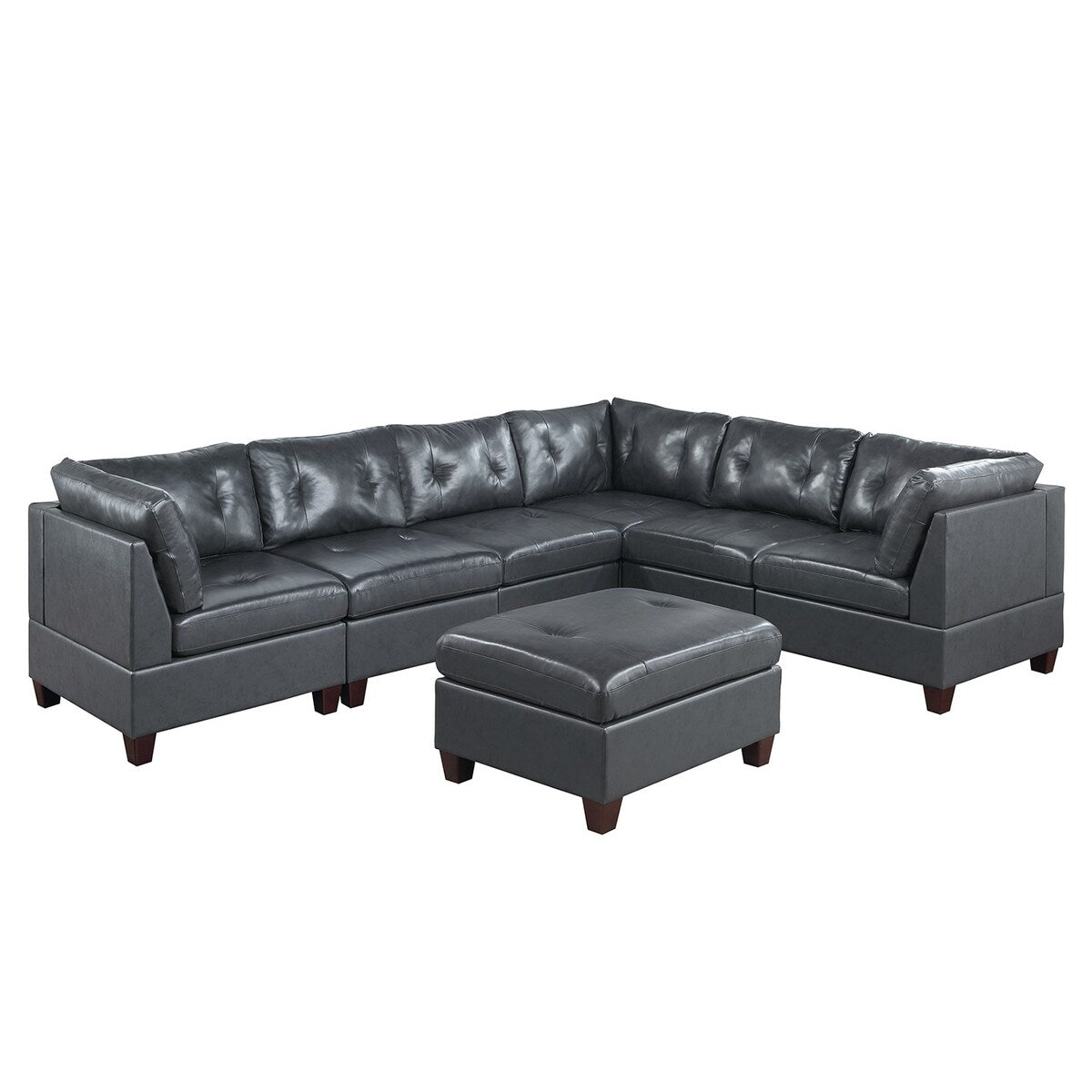7 Piece Leather Upholstered Modular Sectional Sofa Set – Overstock