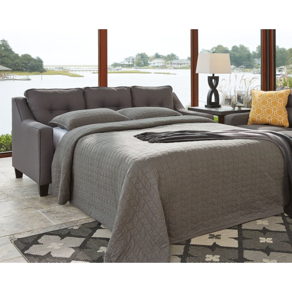 Benchcraft, Aldie Nuvella Contemporary Gray Queen Sofa Chaise Sleeper ...