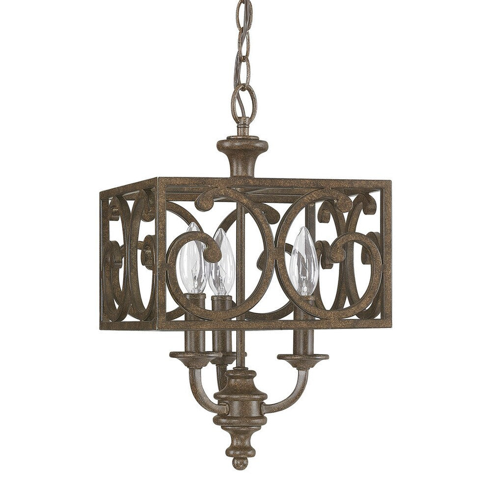Harrison 3-light Mottled Brown Foyer Fixture – Overstock
