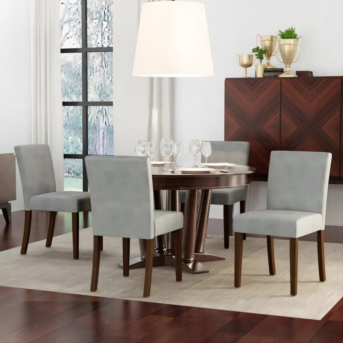 Modern Linen Upholstered Dining Chairs Set of 2 Side Chairs, Solid Woo – Overstock