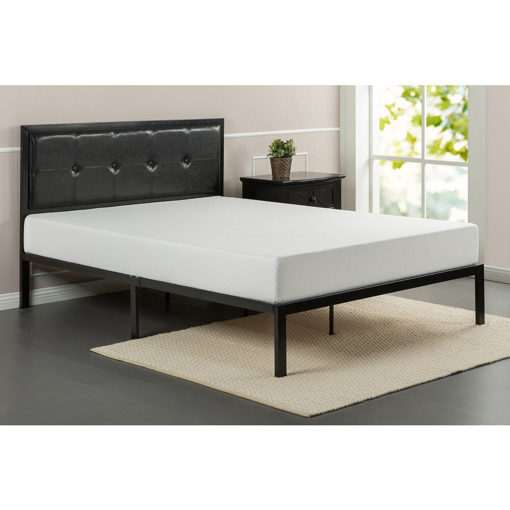 Priage by Zinus Black Faux Leather Platform Bed Overstock