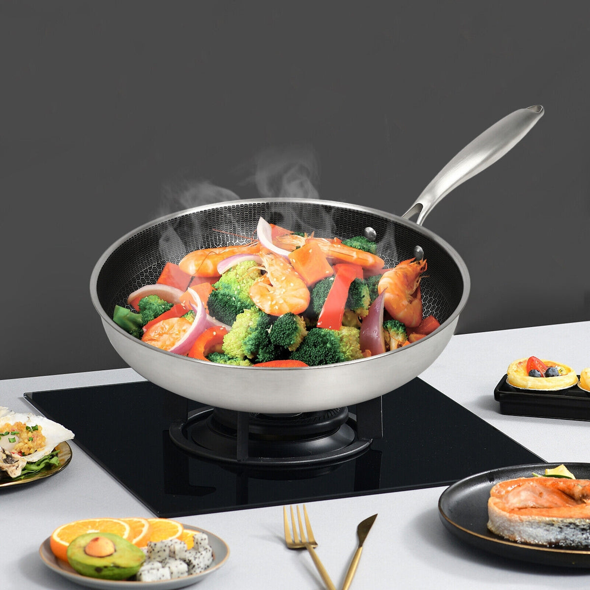 12-inch Nonstick Stainless Steel Frying Pan – Overstock