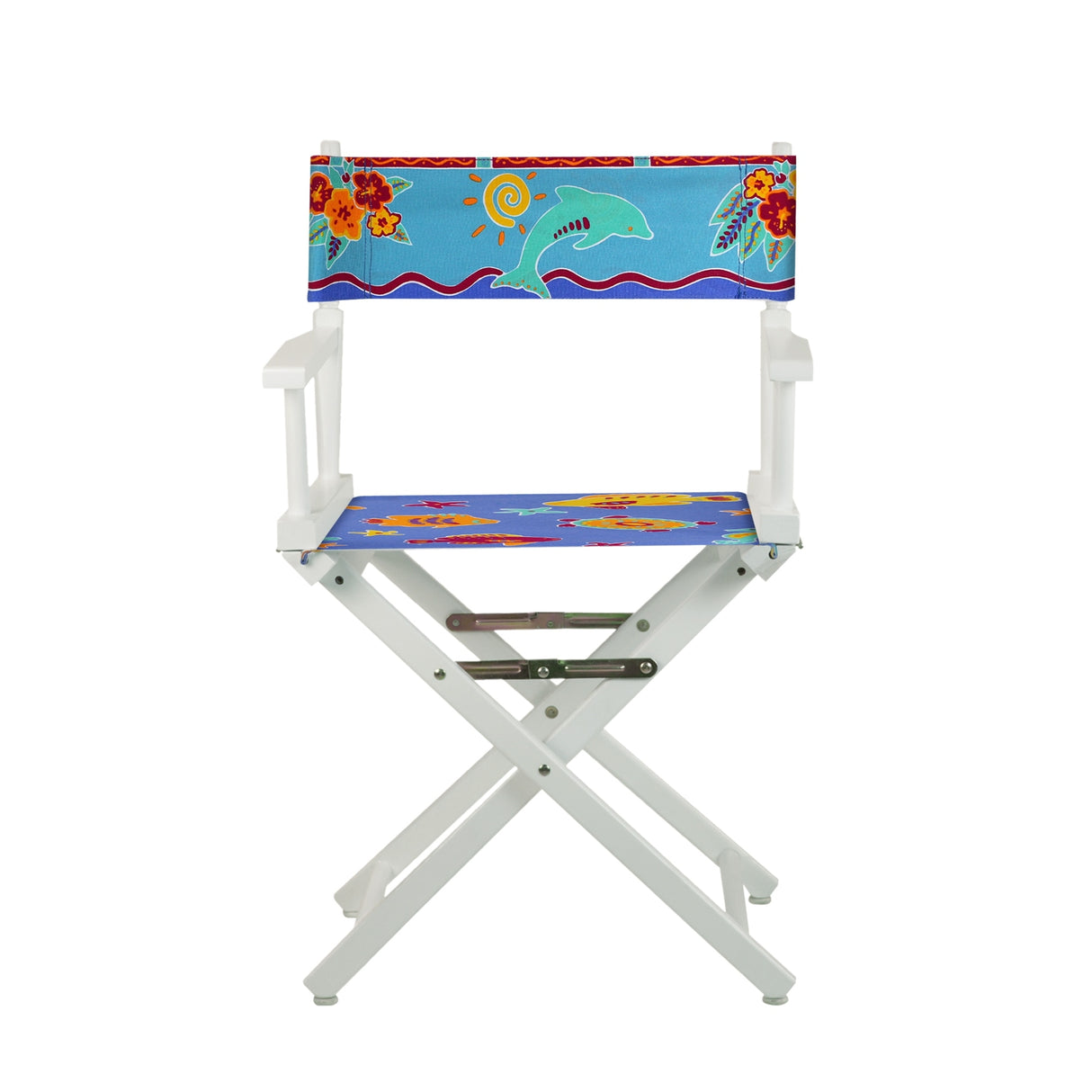 18" Director's Chair White Frame-Tropical Sea - 21.75"W x 17"D x 33.75"H