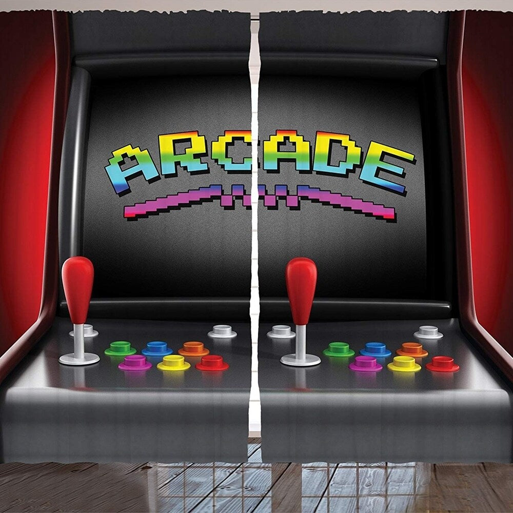 2 Panel Set Retro Arcade Machine Window Curtains 108