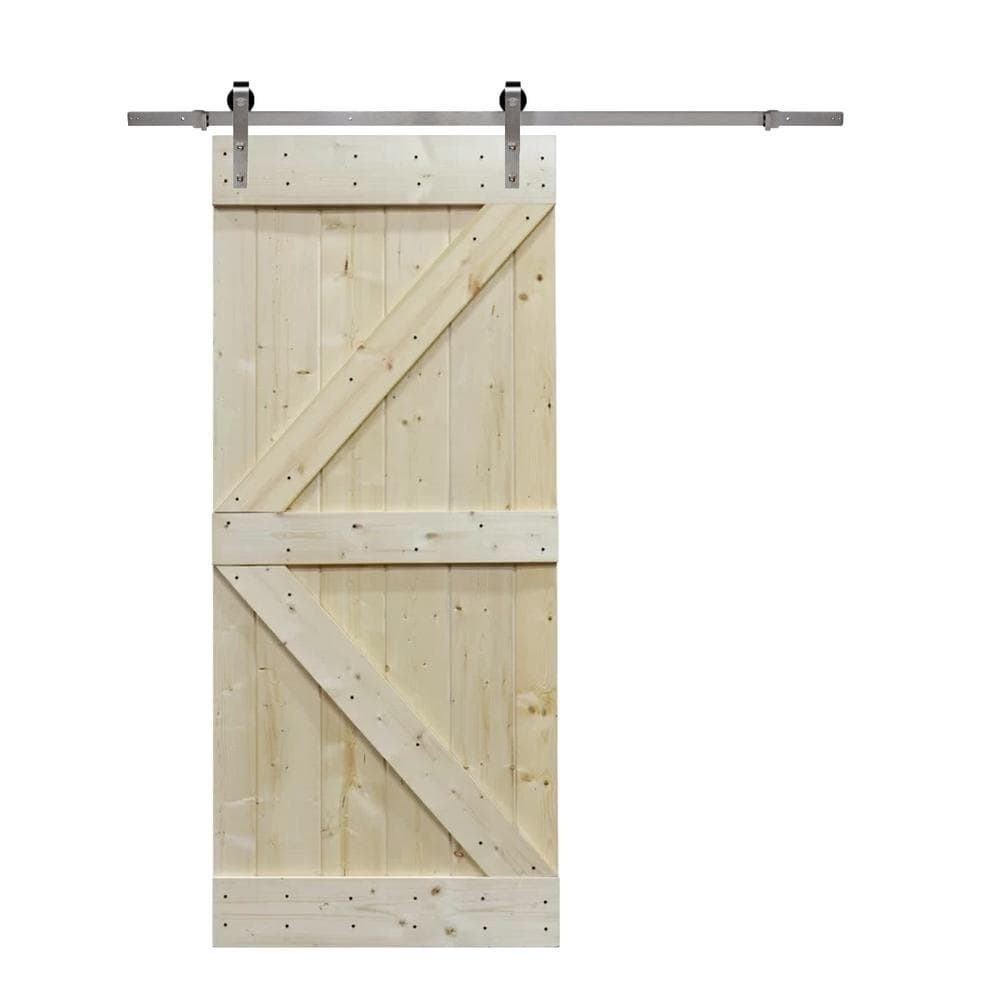 CALHOME 36 in. x 84 in. Knotty Pine Sliding Interior Barn Door Slab