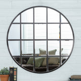 Middlebrook Designs 40-Inch Round Windowpane Mirror - Black