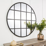 Middlebrook Designs 40-Inch Round Windowpane Mirror - Black