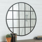 Middlebrook Designs 40-Inch Round Windowpane Mirror - Black