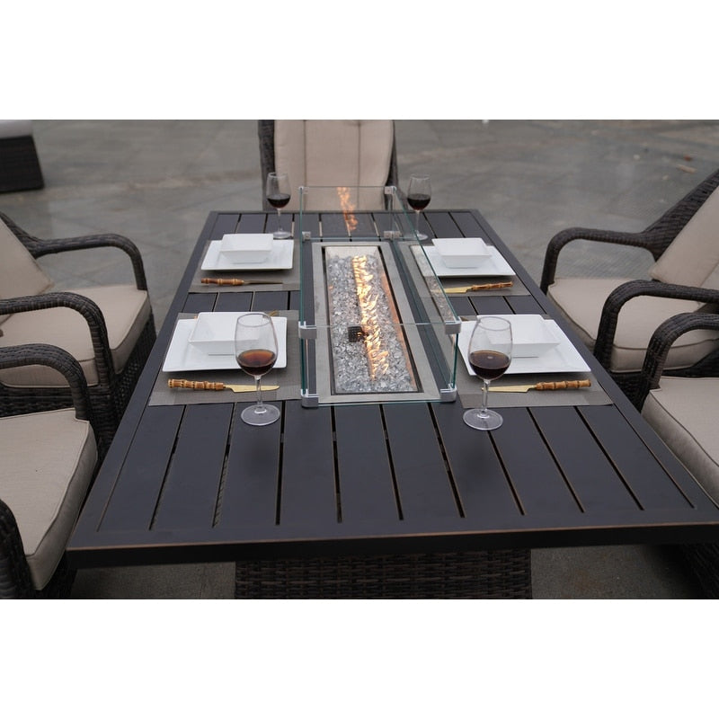 7-Piece Patio Dining Sets with Aluminium Fire Pit Table – Overstock