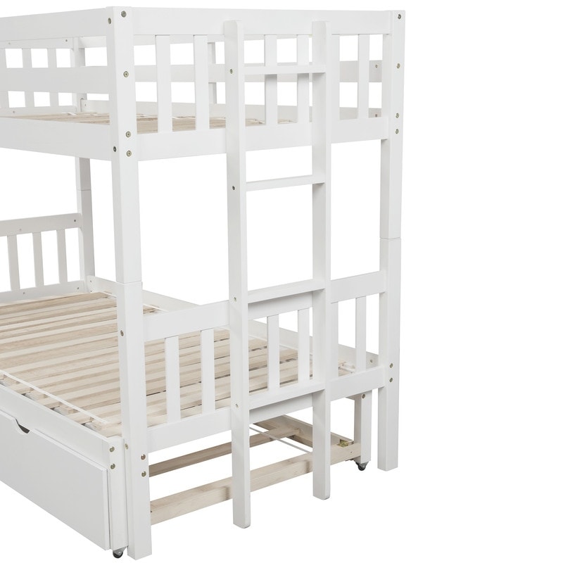 AOOLIVE Wood Twin over pull-out bunk bed with trundle, white – Overstock