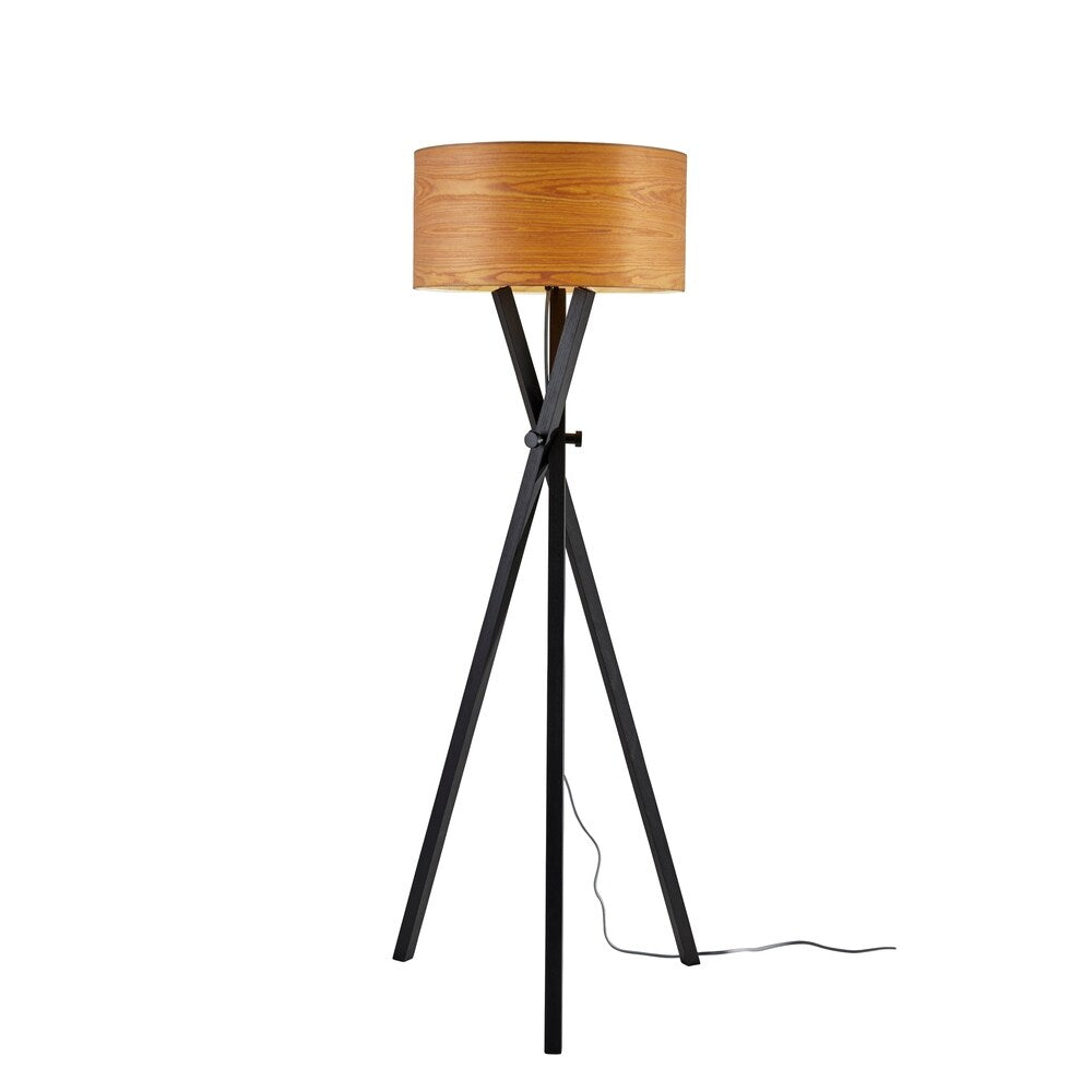 Strick & Bolton Hestina Black Wood Tripod Floor Lamp - 62-inch