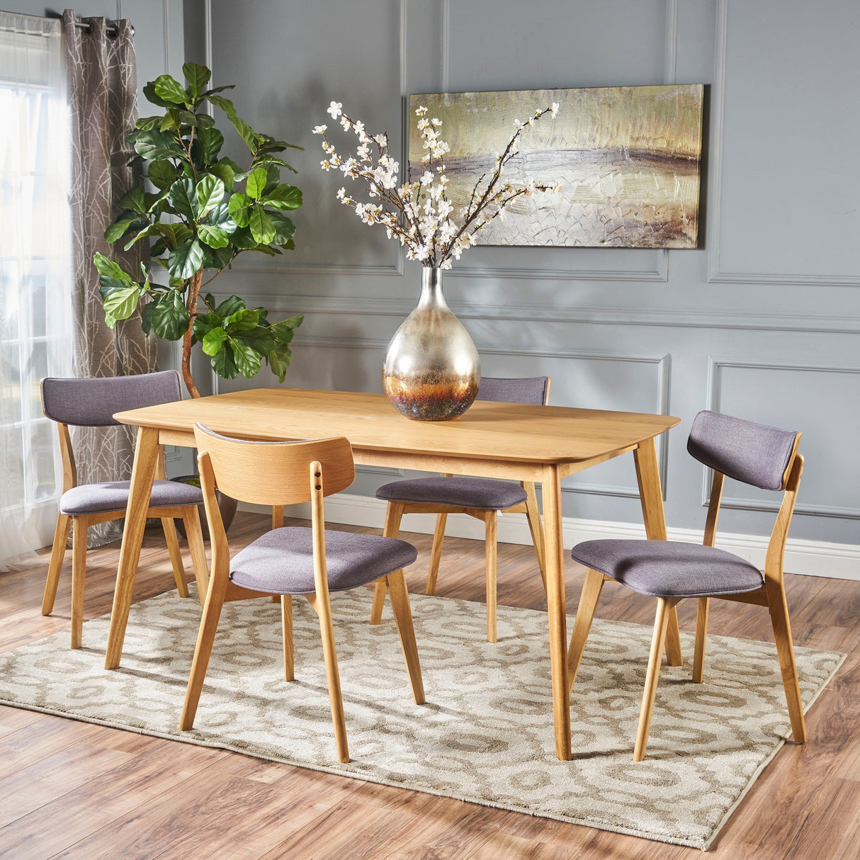 Alma Mid-Century 5-piece Wood Rectangle Dining Set by Christopher Knight Home