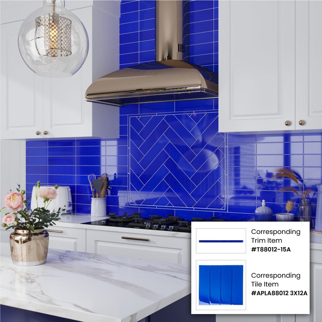 Apollo Tile 20 Pack 3-in x 12-in Royal Blue Rectangular Subway Glossy ...