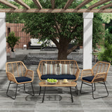 Arden 4-Piece Outdoor Wicker Patio Conversation Set with Cushions