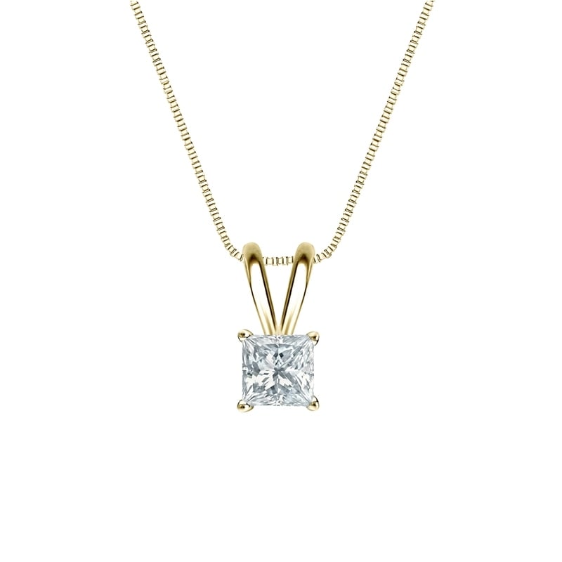 Auriya 18-karat Gold 0.30ctw Princess Solitaire Diamond Necklace 4-Pro ...