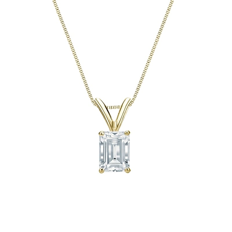 Auriya 18-karat Gold 0.60ctw Emerald Solitaire Lab Grown Diamond Neckl ...