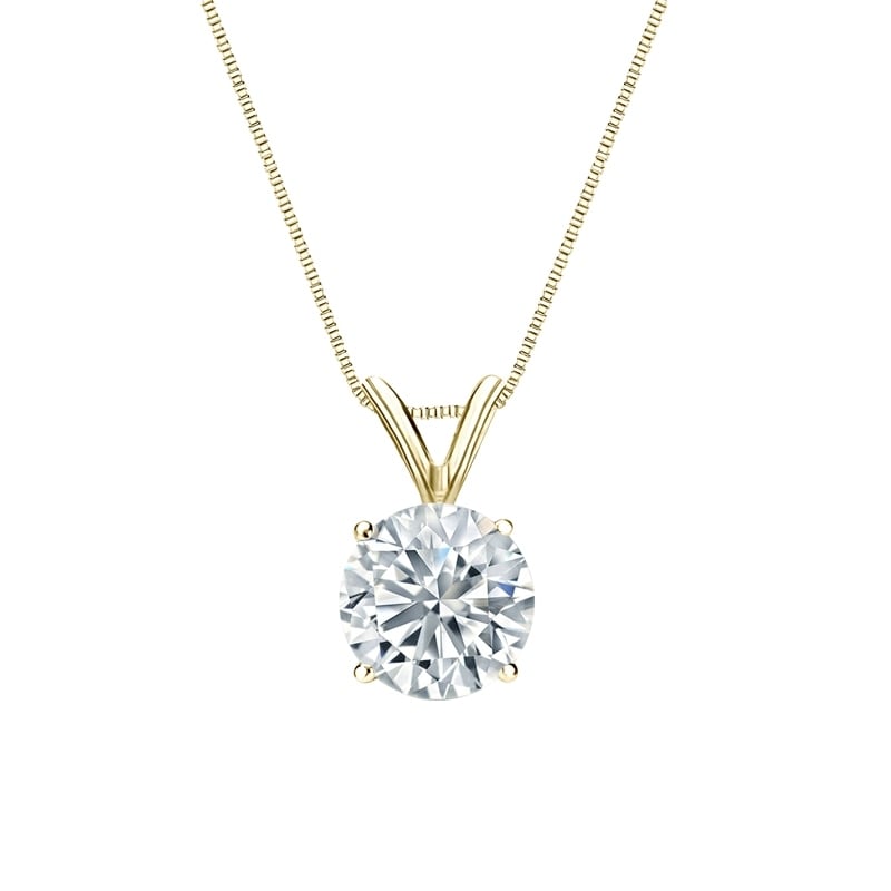 Auriya 18-karat Gold 1.00ctw Round Solitaire Diamond Necklace 4-Prong ...