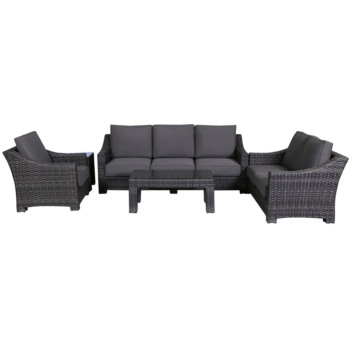 Bora Bora 4-Piece Outdoor Patio Deep Seating Chairs with Charcoal Grey ...