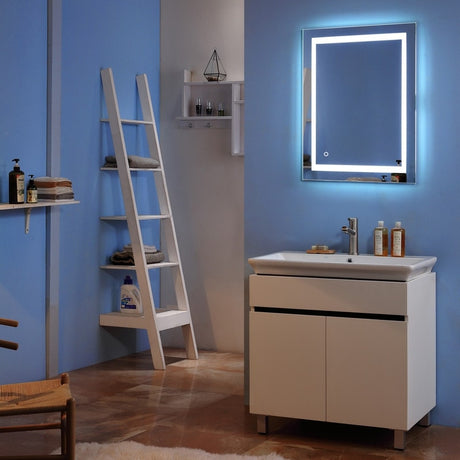 Built-in Light Strip Touch LED Bathroom Mirror Silver