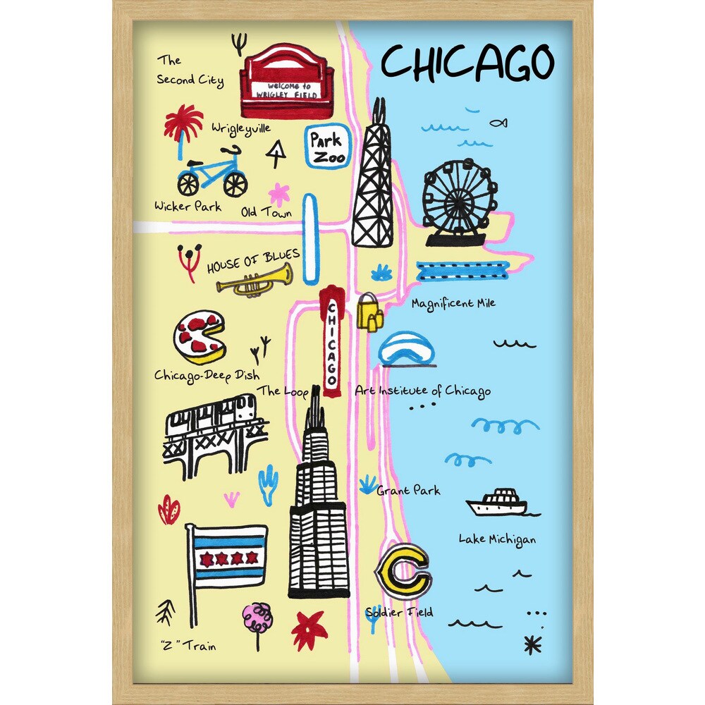 'Chicago Iconic Sights' Painting Print on Canvas with Shadow Box ...