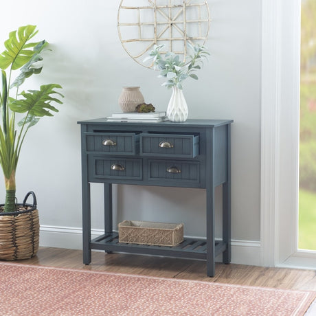 Crestway Antique Blue Solid Wood Entryway Console Table