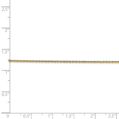 Curata 14k Yellow Gold Solid 1.1mm Baby Rope Chain Necklace Options: 16 18 20 24 30