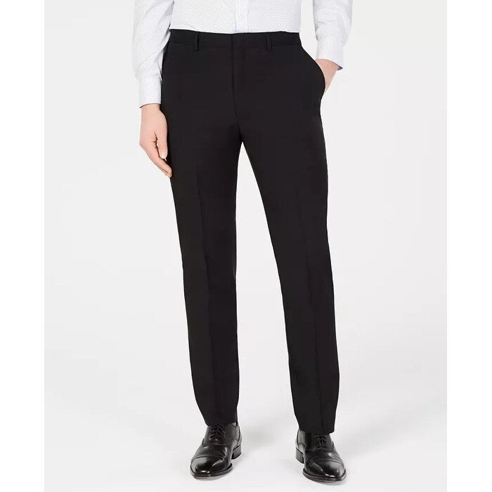 DKNY Men's Modern Fit Stretch Black Solid Suit Pants Black Size 38X32 ...