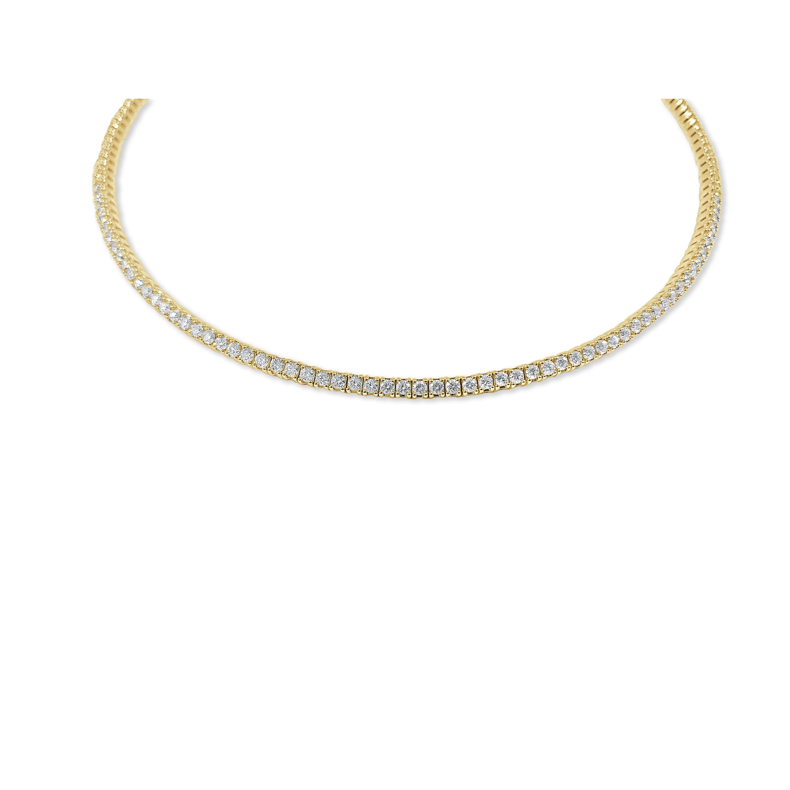Joelle Diamond Choker Necklace 3.44 CT TDW 18K Yellow Gold Adjustable ...
