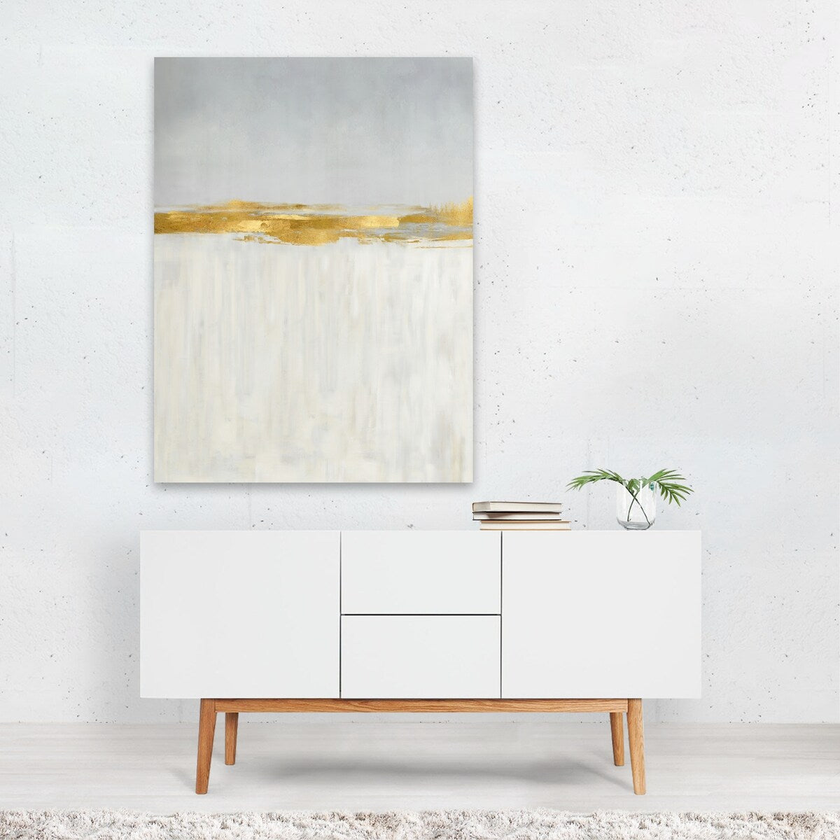 Doha Qatar Linear Gold II Painting Abstract Art Print/Poster Overstock