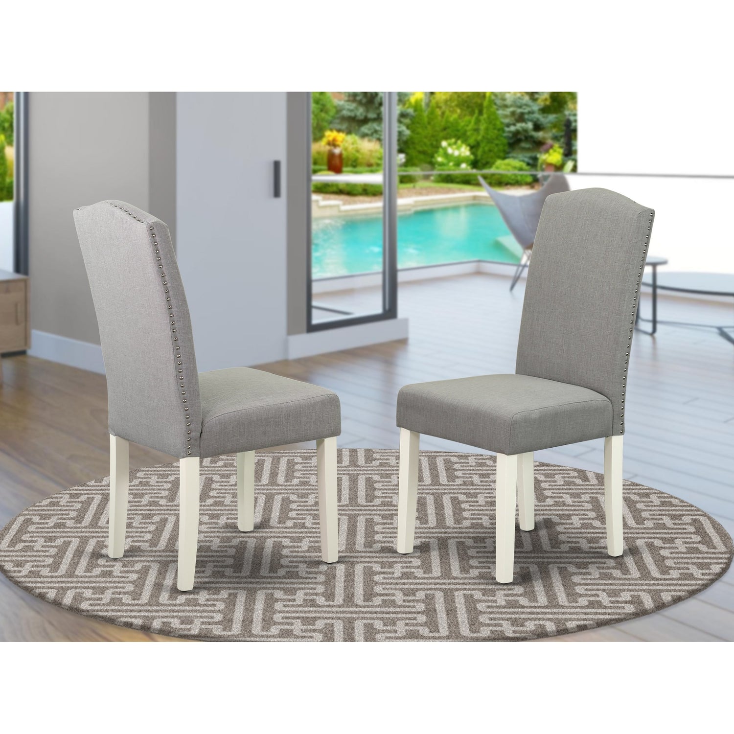 East West Furniture Outdoor Wicker Patio Set a Glass Top Patio Table