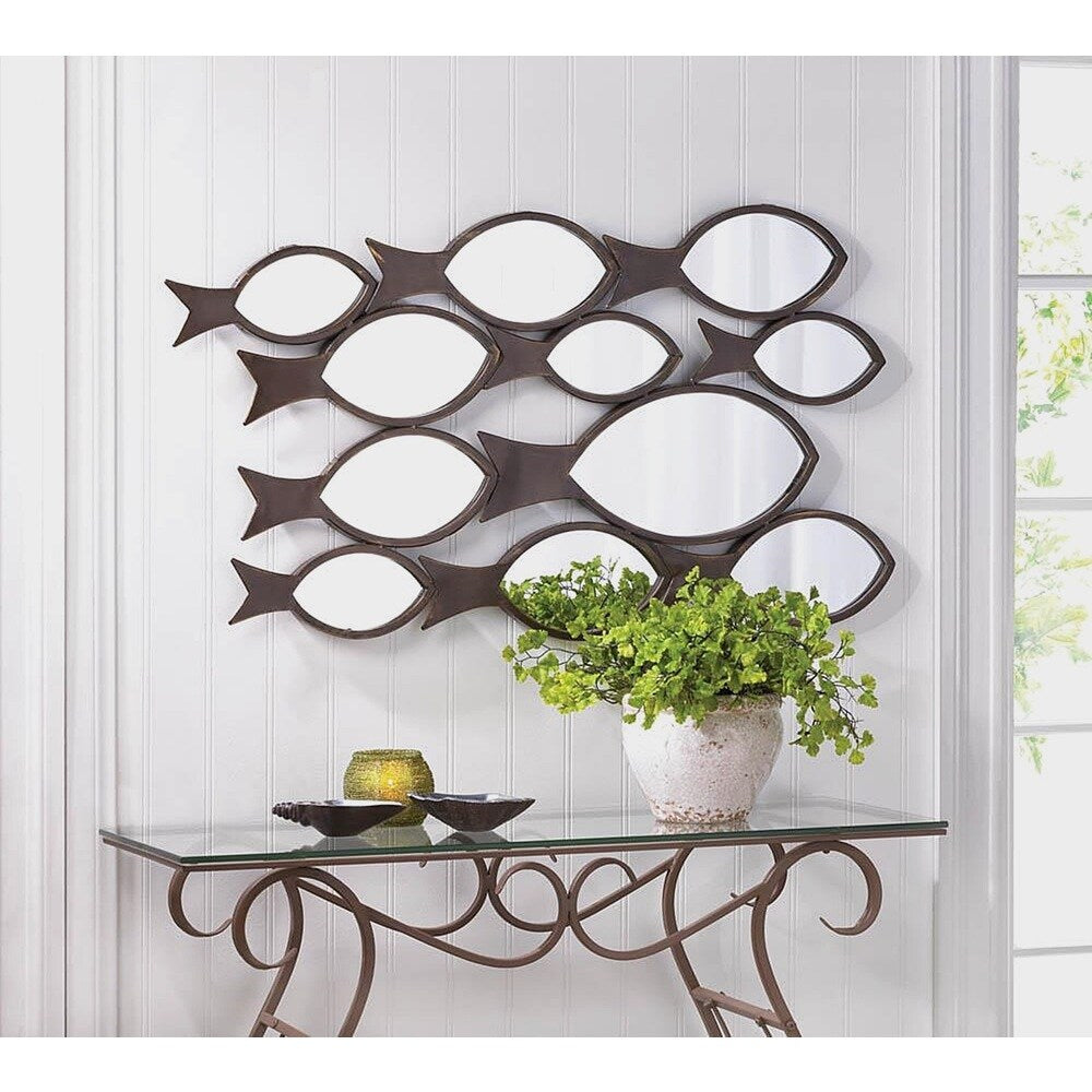 Elliptical-Shaped Fish Framed Mirror - Antique Black – Overstock