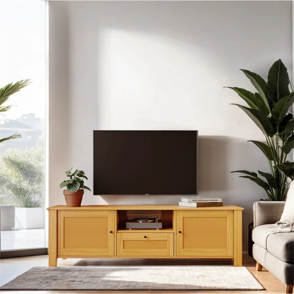 Farmhouse TV Stand Wood Media Entertainment Center Console Table ...