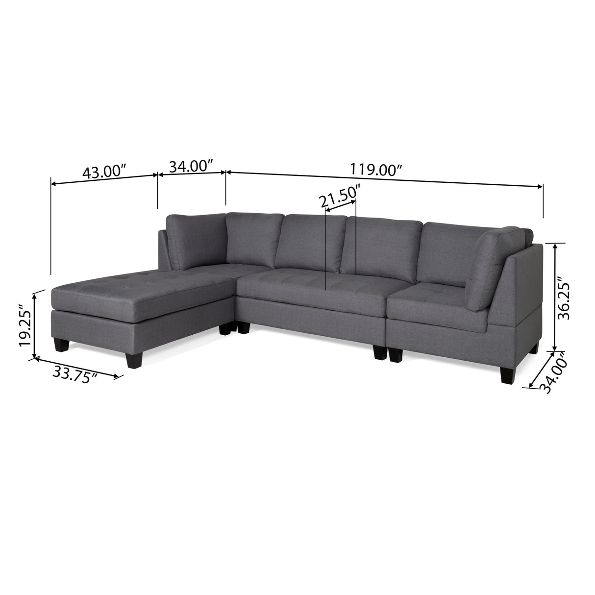 Findon Contemporary 4-seater Fabric Sectional by Christopher Knight Home