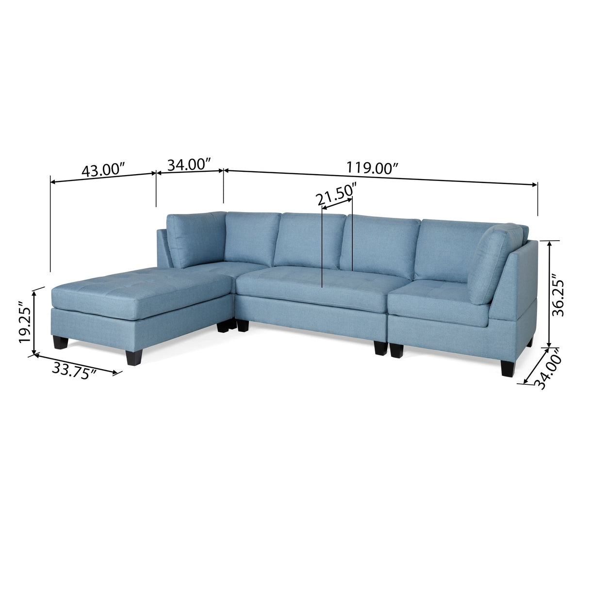 Findon Contemporary 4-seater Fabric Sectional by Christopher Knight Home