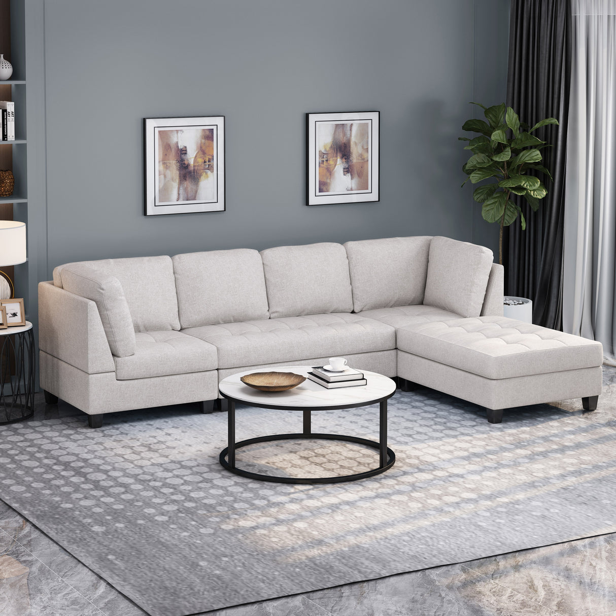 Findon Contemporary 4-seater Fabric Sectional by Christopher Knight Home