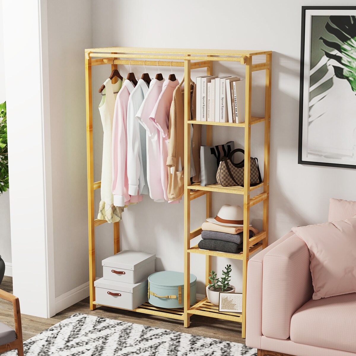 Free-standing Garment Rack Closet Organizer Coat Hanging Stand – Overstock
