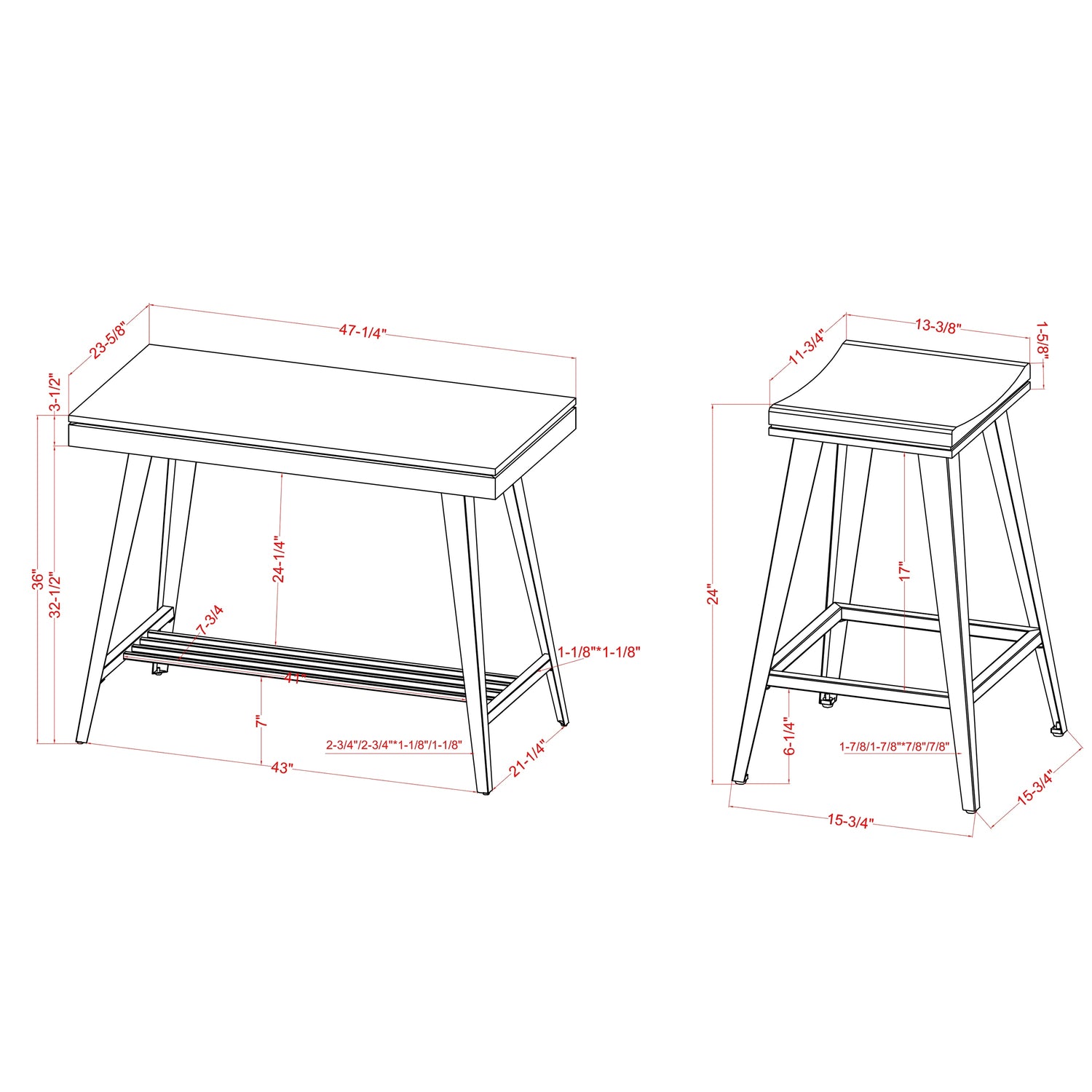 Kaylen Modern 3-Piece Steel Legs Counter Height Table Set by Furniture ...