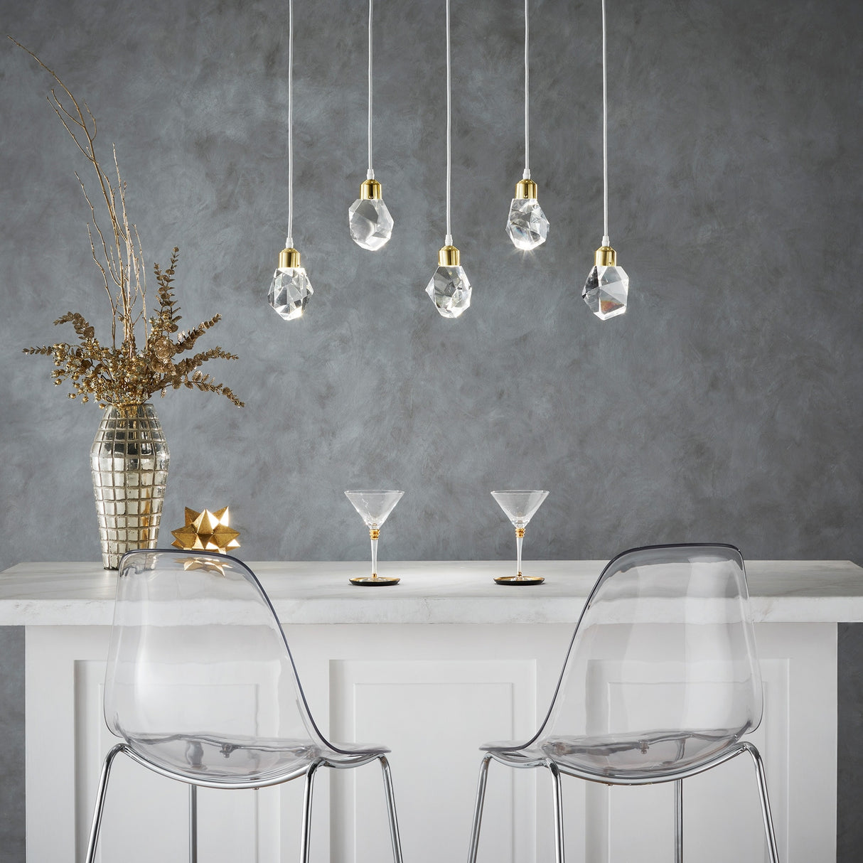 Galway Crystal Rock LED Pendant / Chandelier by iNSPIRE Q Bold