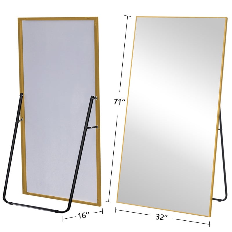 Glam Large Rectangular Full-length Floor Mirror Wall Mount for Living ...