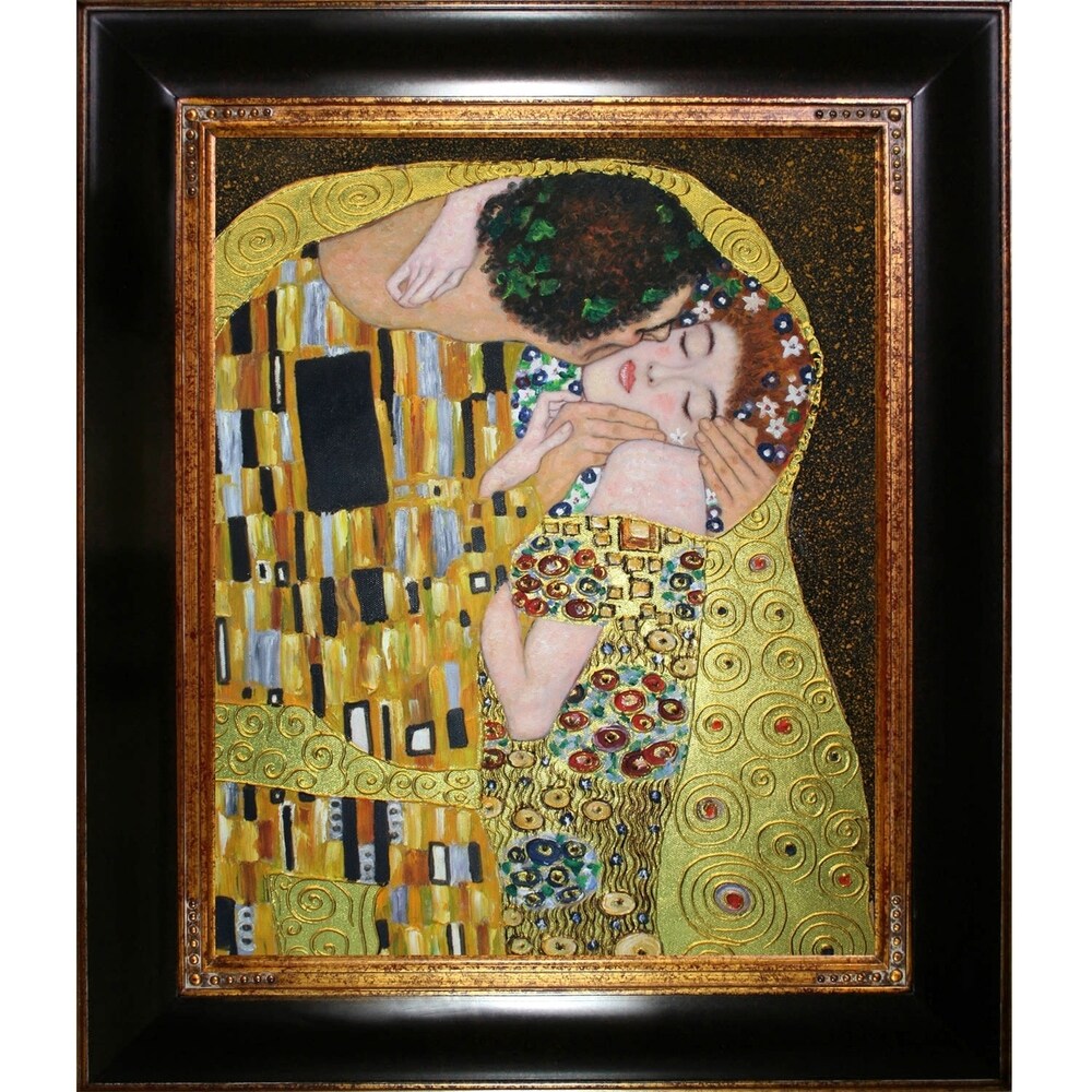 La Pastiche Gustav Klimt 'The Kiss' (Luxury Line) Hand Painted Framed