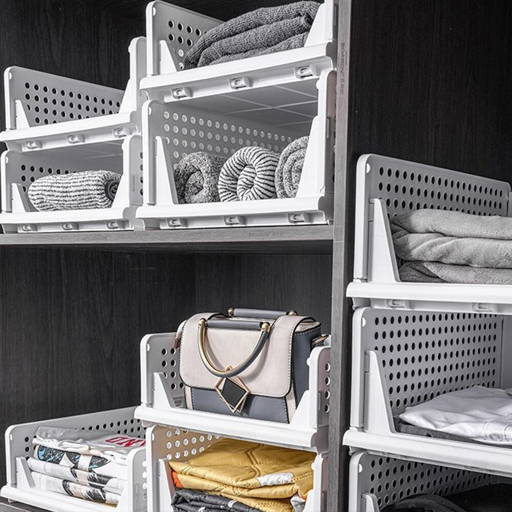 HANAMYA Folding and Stackable Storage Shelf | Foldable Drawer Organize ...