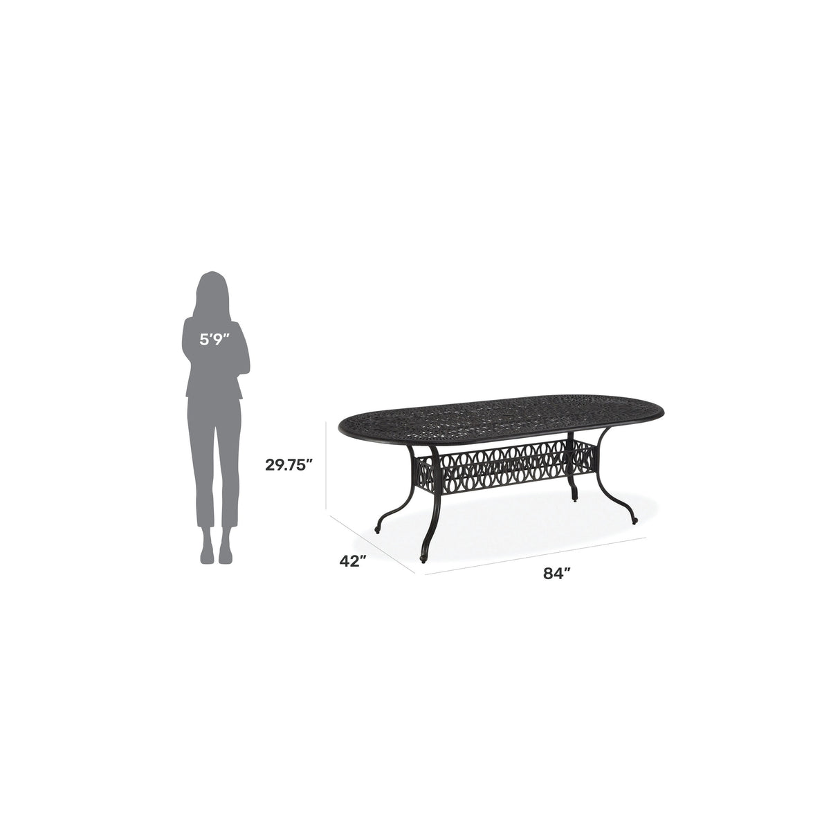 Homestyles Capri Charcoal Outdoor Dining Table, Oval