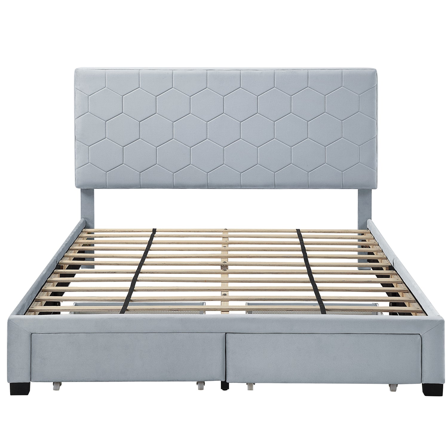 Honeycomb Modern Grey Velvet Headboard Storage Guest Bed by Furniture ...