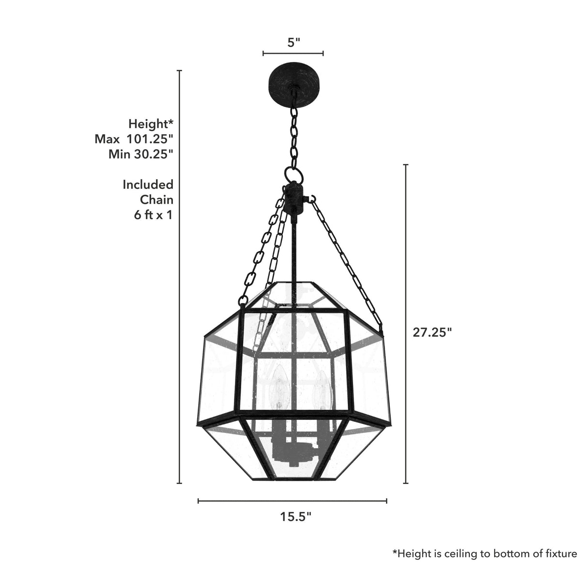 Hunter 15" Indria 3-Light Pendant - Dining Room, Island, Entry - Industrial, Transitional, Geometric