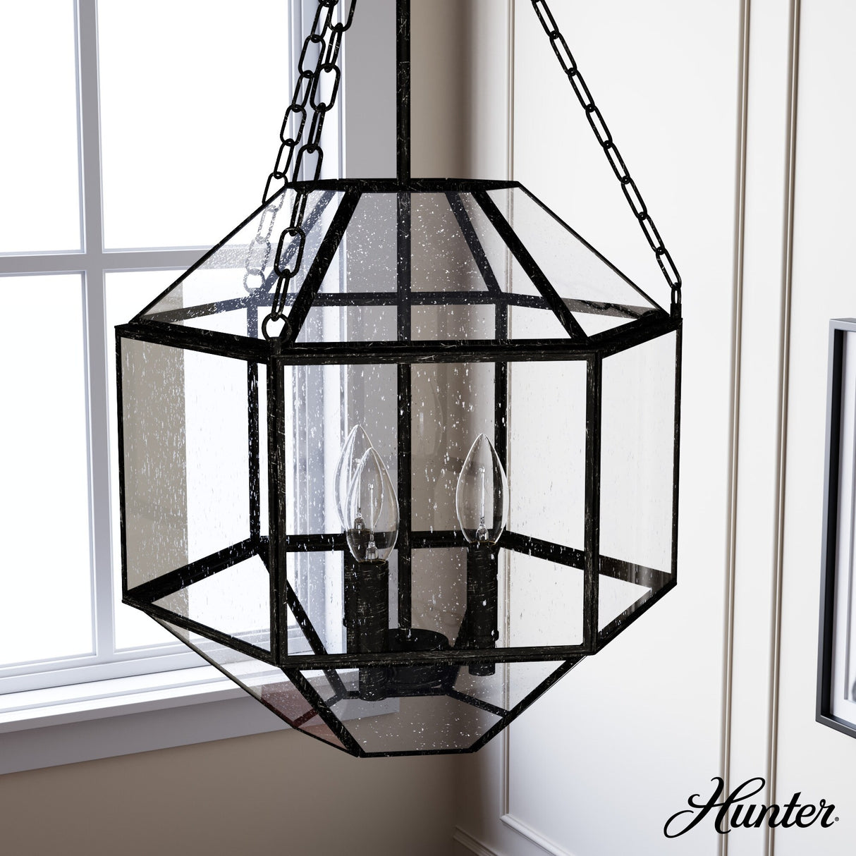 Hunter 15" Indria 3-Light Pendant - Dining Room, Island, Entry - Industrial, Transitional, Geometric