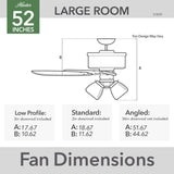 Hunter 52" Crestfield Ceiling Fan with LED Light Kit and Handheld Remote - Casual, Farmhouse, Transitional, Rustic