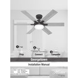 Hunter 52" Georgetown Windmill Ceiling Fan w/LED Light, Remote & Easy 1-2-3 Installation!