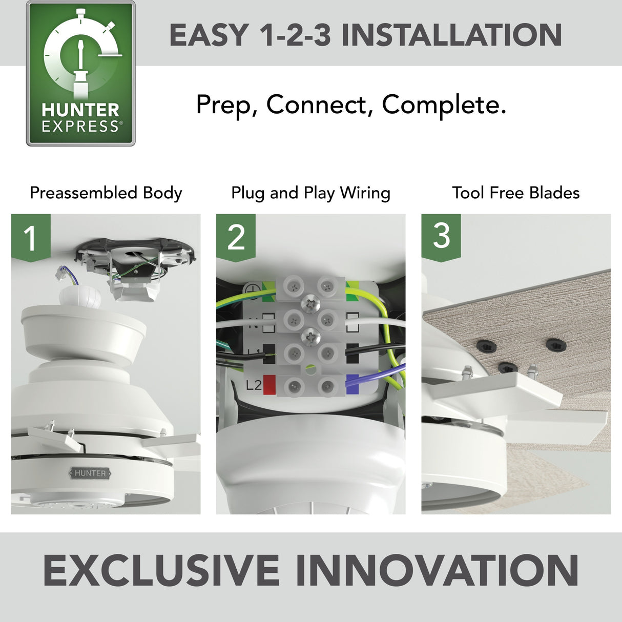 Hunter 52" Georgetown Windmill Ceiling Fan w/LED Light, Remote & Easy 1-2-3 Installation!