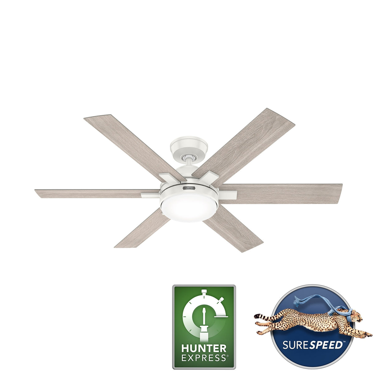 Hunter 52" Georgetown Windmill Ceiling Fan w/LED Light, Remote & Easy 1-2-3 Installation!